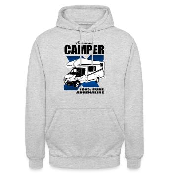 Wohnmobil - Caravan - Camping - Camper - Unisex Hoodie - Hellgrau meliert - Vorne - Alina (178cm) & Michal (187cm)