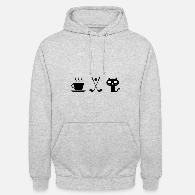 Café. Chats. Golf - Sweat-shirt à capuche unisexe - gris clair chiné