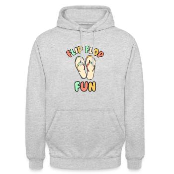 Tongs amusantes - Sweat-shirt à capuche unisexe - gris clair chiné - Devant - Alina (178cm) & Michal (187cm)