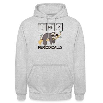 Periodensystem I Nickerchen Periodisch Sloth Geek - Unisex Hoodie - Hellgrau meliert - Vorne - Alina (178cm) & Michal (187cm)