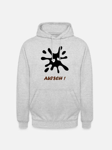 black spot with eyes - Ouch - Unisex Hoodie - light heather grey