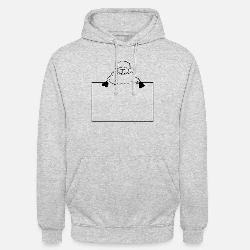 Moutons pointant vers le bouclier - Sweat-shirt à capuche unisexe - gris clair chiné