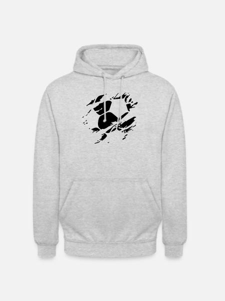 Kick Kunst Schwarz - Unisex Hoodie - Hellgrau meliert