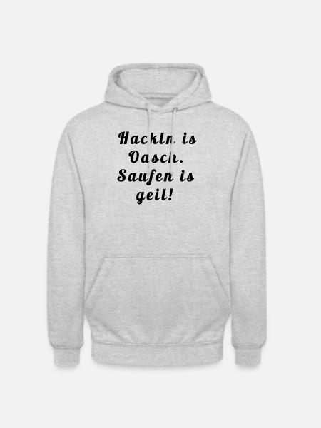 Hackln is oasch.Turbibier Spruch - Unisex Hoodie - Hellgrau meliert