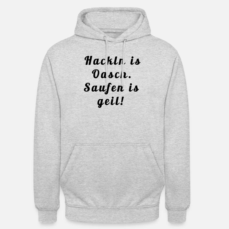 Hackln is oasch.Turbibier Spruch - Unisex Hoodie - Hellgrau meliert