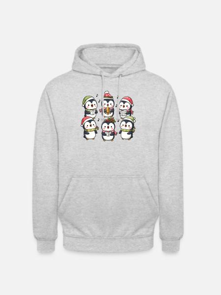 Juhlavat pingviinilaulut laulavat joululauluja - Unisex-huppari - meleerattu vaaleanharmaa