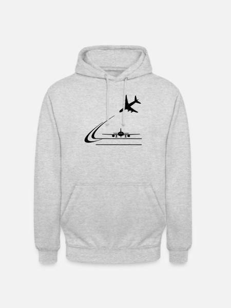 Atterrissage d’aéronefs - Sweat-shirt à capuche unisexe - gris clair chiné
