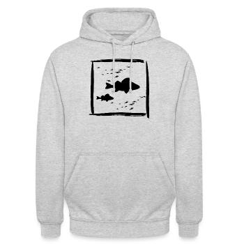 Barsch Perch - Unisex Hoodie - Hellgrau meliert - Vorne - Alina (178cm) & Michal (187cm)