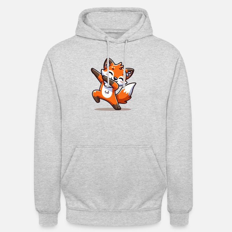 dabbing d’animaux de renard - Sweat-shirt à capuche unisexe - gris clair chiné