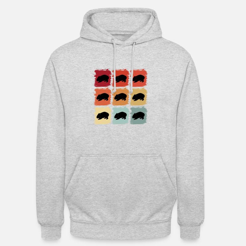 Retro Pop Art Wombat Geschenkidee - Unisex Hoodie - Hellgrau meliert