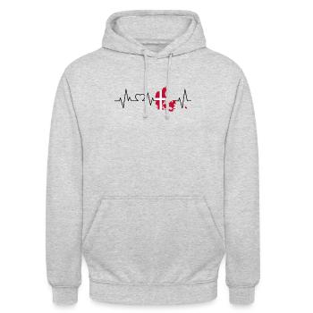 Denmark heartbeat - Unisex Hoodie - light heather grey - Front - Alina (178cm) & Michal (187cm)