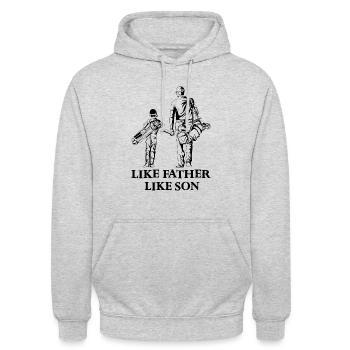 Golf Vater und Sohn Golfer Geschenk - Unisex Hoodie - Hellgrau meliert - Vorne - Alina (178cm) & Michal (187cm)