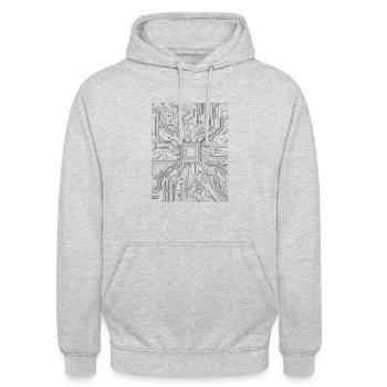 Circuit de l’ordinateur - Carte - Sweat-shirt à capuche unisexe - gris clair chiné - Devant - Alina (178cm) & Michal (187cm)