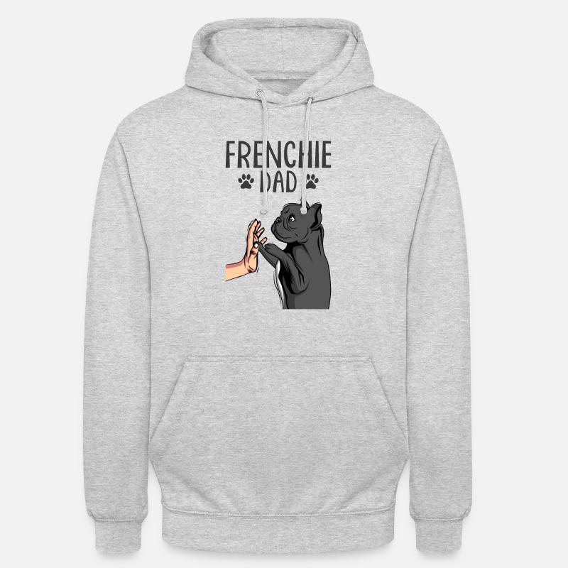Frenchie papa Bouledogue français - Sweat-shirt à capuche unisexe - gris clair chiné