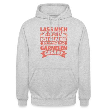 Garnelen Geschenke lustig Garnelenliebhaber - Unisex Hoodie - Hellgrau meliert - Vorne - Alina (178cm) & Michal (187cm)
