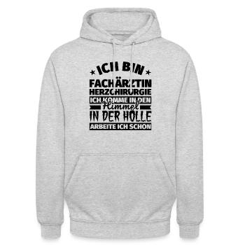 Fachärztin Herzchirurgie Geschenk lustig Himmel Hö - Unisex Hoodie - Hellgrau meliert - Vorne - Alina (178cm) & Michal (187cm)