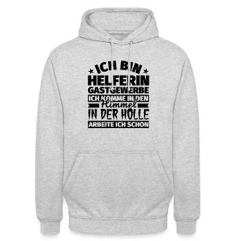 Helferin Gastgewerbe Geschenk lustig Himmel Hölle - Unisex Hoodie - Hellgrau meliert - Vorne - Alina (178cm) & Michal (187cm)