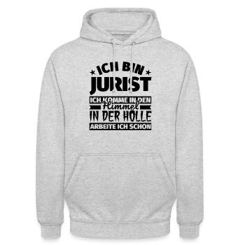 Jurist Geschenk lustig Himmel Hölle - Unisex Hoodie - Hellgrau meliert - Vorne - Alina (178cm) & Michal (187cm)