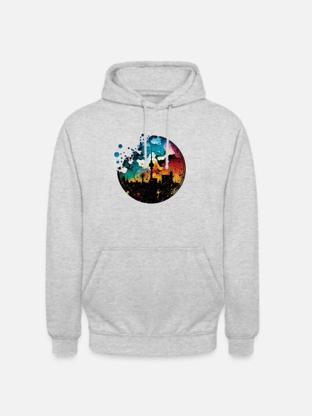 Berlin Skyline Silhouette Graffiti Fernsehturm - Unisex Hoodie - Hellgrau meliert