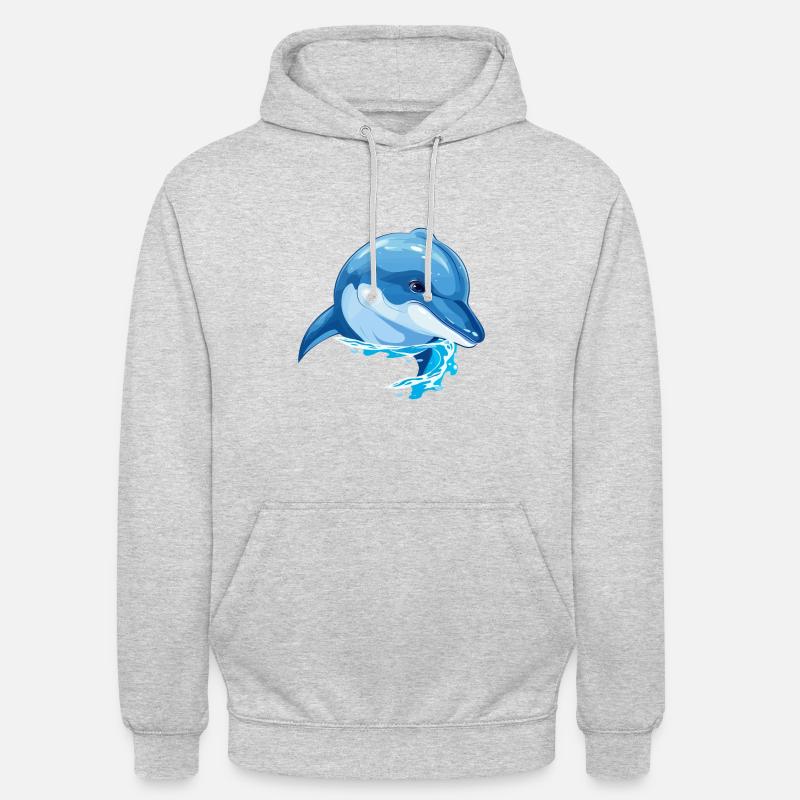Beau design de dauphin - Sweat-shirt à capuche unisexe - gris clair chiné