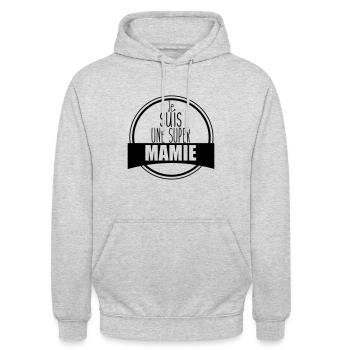 JE SUIS UNE SUPER MAMIE - Sweat-shirt à capuche unisexe - gris clair chiné - Devant - Alina (178cm) & Michal (187cm)