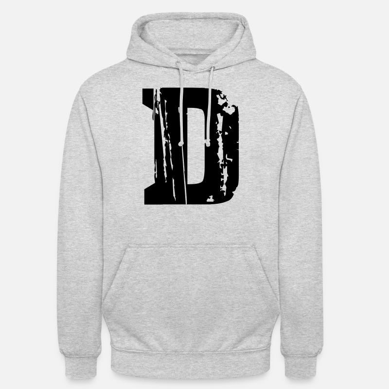 D - Buchstabe - Unisex Hoodie - Hellgrau meliert