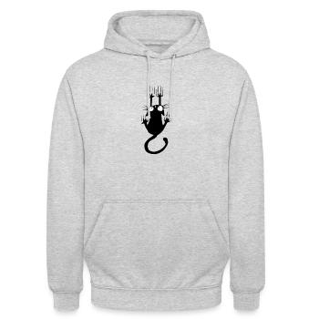 Cat Falling - Unisex Hoodie - Hellgrau meliert - Vorne - Alina (178cm) & Michal (187cm)