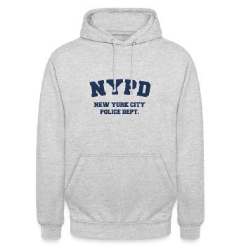 Brooklyn neuf neuf B99 NYPD New York Police Dept. - Sweat-shirt à capuche unisexe - gris clair chiné - Devant - Alina (178cm) & Michal (187cm)