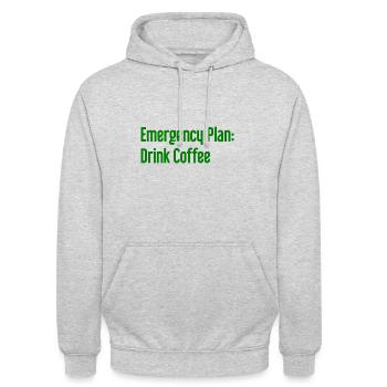 Kaffee-Notfallplan - Unisex Hoodie - Hellgrau meliert - Vorne - Alina (178cm) & Michal (187cm)