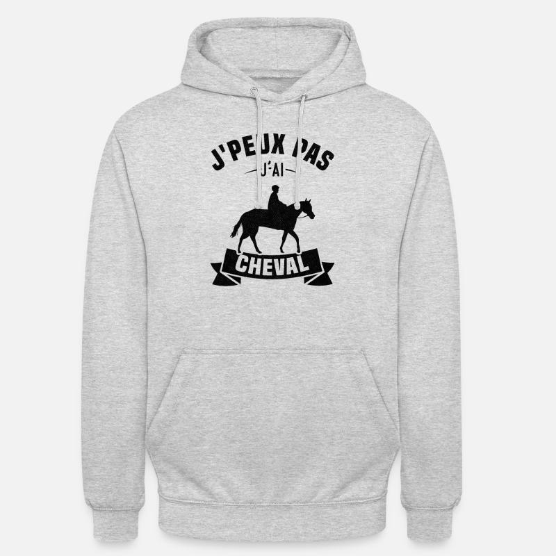 J'peux pas j'ai cheval - Sweat-shirt à capuche unisexe - gris clair chiné