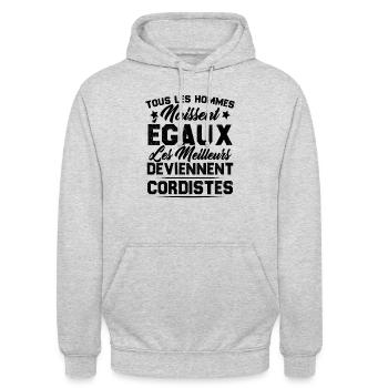 Les Meilleurs Hommes Deviennent Cordistes - Sweat-shirt à capuche unisexe - gris clair chiné - Devant - Alina (178cm) & Michal (187cm)