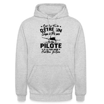 Un Super Papa Et Un Pilote - Sweat-shirt à capuche unisexe - gris clair chiné - Devant - Alina (178cm) & Michal (187cm)