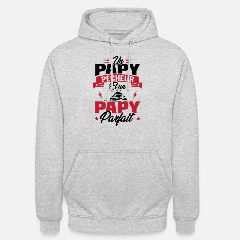 Un papy pêcheur est un papy parfait - Sweat-shirt à capuche unisexe - gris clair chiné