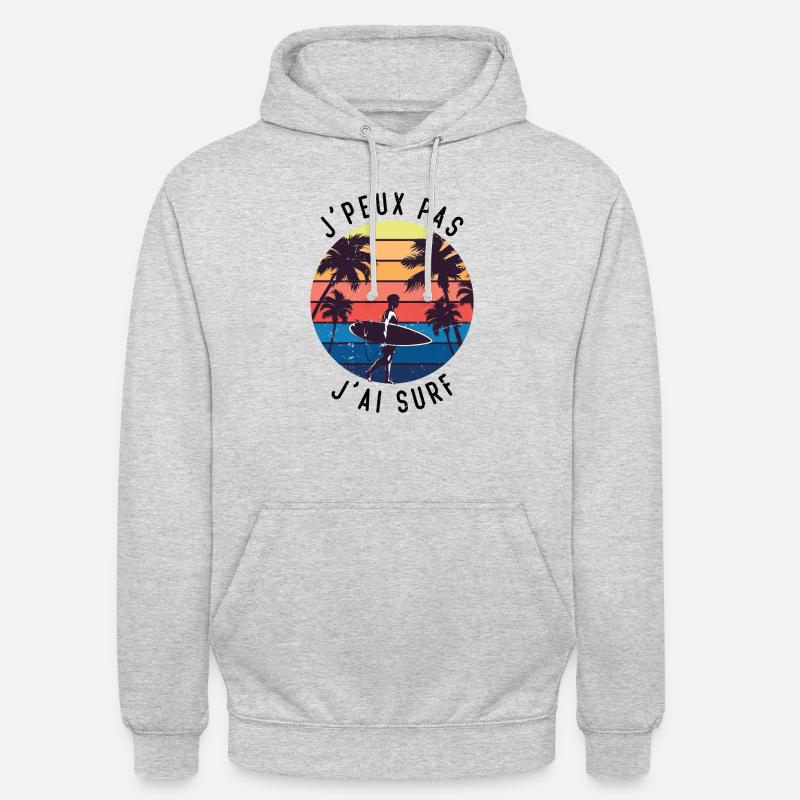 Je peux pas j'ai surf - Sweat-shirt à capuche unisexe - gris clair chiné