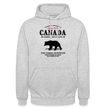 Canada Adventures - Canadian grizzly - Unisex Hoodie - Hellgrau meliert - Vorne - Alina (178cm) & Michal (187cm)