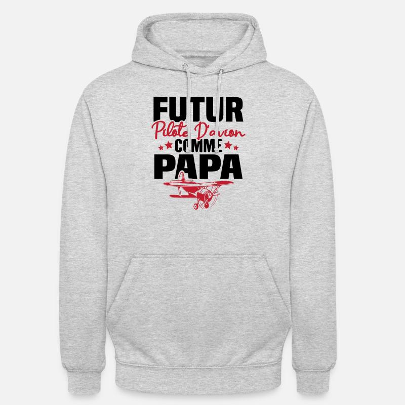 Futur Pilote d'avion comme Papa - Sweat-shirt à capuche unisexe - gris clair chiné