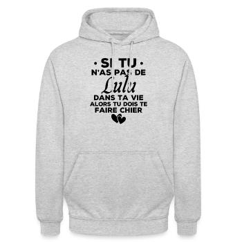 Si tu n as pas de lulu dans ta vie humour cadeau - Sweat-shirt à capuche unisexe - gris clair chiné - Devant - Alina (178cm) & Michal (187cm)