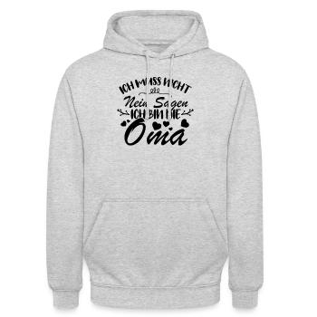 Ich muss nicht nein sagen Ich bin die Oma - Unisex Hoodie - Hellgrau meliert - Vorne - Alina (178cm) & Michal (187cm)