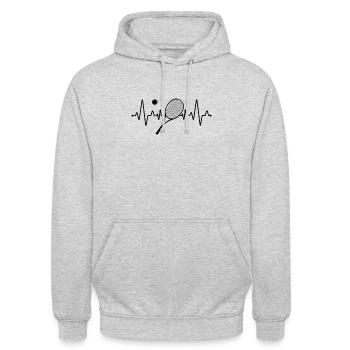 Tennis Herzschlag - Unisex Hoodie - Hellgrau meliert - Vorne - Alina (178cm) & Michal (187cm)
