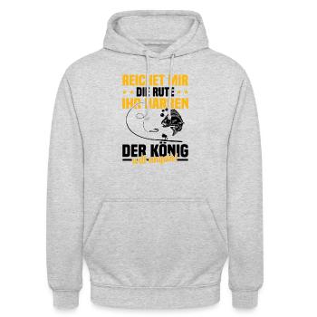 Reichet mir die rute ihr der könig will angeln! - Unisex Hoodie - Hellgrau meliert - Vorne - Alina (178cm) & Michal (187cm)