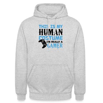Ich bin wirklich ein Gamer - Unisex Hoodie - Hellgrau meliert - Vorne - Alina (178cm) & Michal (187cm)