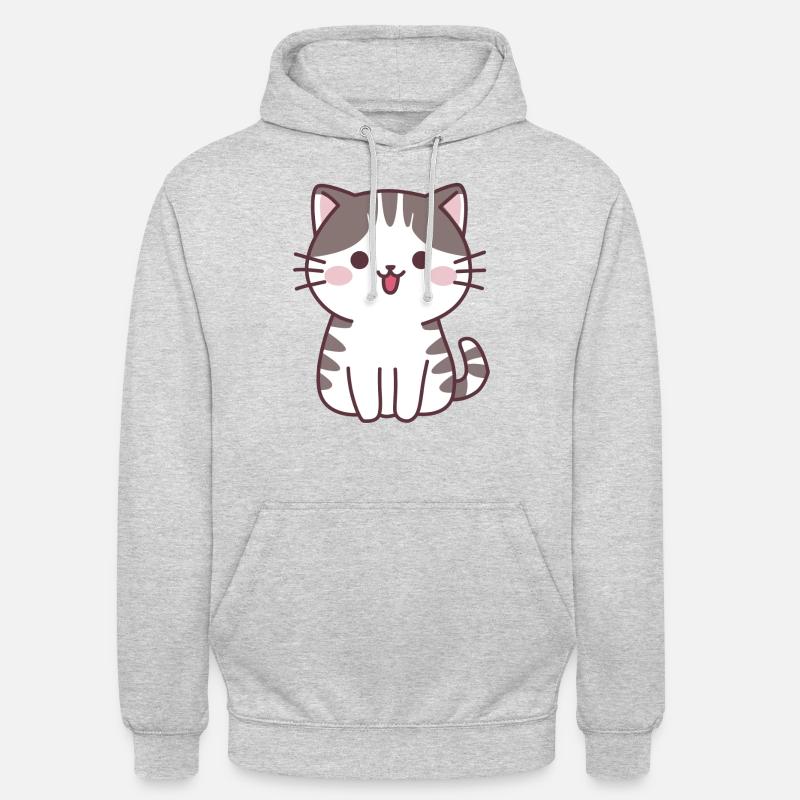 Süße Katze - Comic-Katze - Unisex Hoodie - Hellgrau meliert