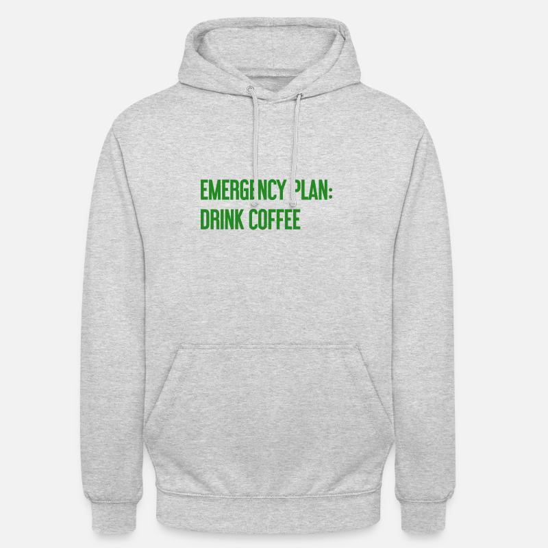 Plan d’urgence pour le café - Sweat-shirt à capuche unisexe - gris clair chiné