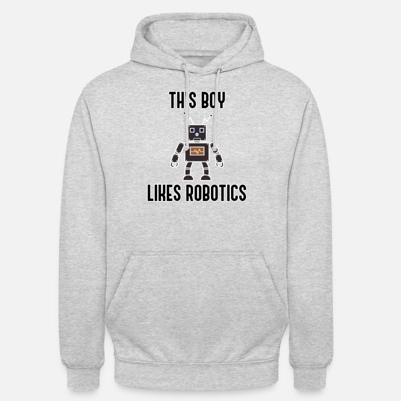 Junge mag Roboter Ironische Robotertechnik - Unisex Hoodie - Hellgrau meliert