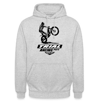 Trial - Trialsport - Moto Trial - Motorcycle Trial - Unisex Hoodie - Hellgrau meliert - Vorne - Alina (178cm) & Michal (187cm)