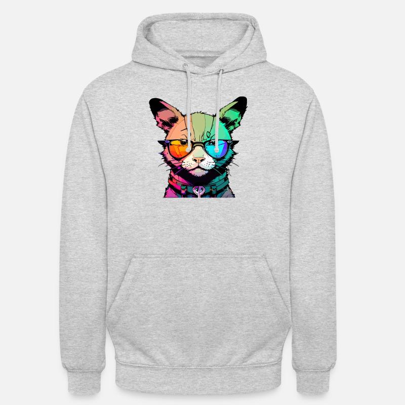 Chat de l’espace - Sweat-shirt à capuche unisexe - gris clair chiné