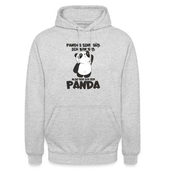 Pandas Sind Süß Ich Bin Süß Also Bin Ich Ein - Unisex Hoodie - Hellgrau meliert - Vorne - Alina (178cm) & Michal (187cm)