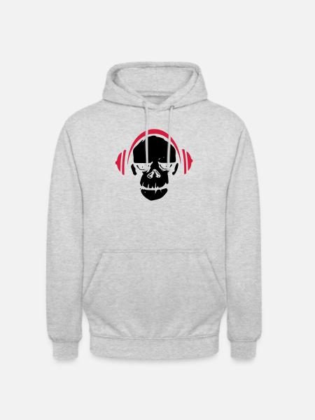Affe - Kopfhörer - Unisex Hoodie - Hellgrau meliert
