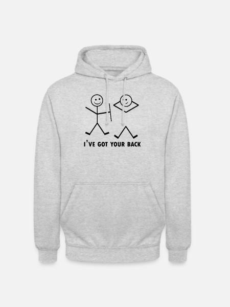 Ik heb je rug. - Uniseks hoodie - lichtgrijs gemêleerd