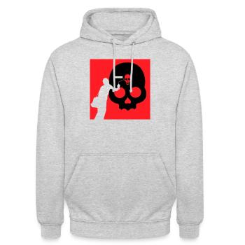 STREET SKULL 2 - Unisex Hoodie - Hellgrau meliert - Vorne - Alina (178cm) & Michal (187cm)